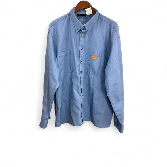 Marv Holland Button Down Shirt Men Size 3XLR Blue Long Sleeve Firewall Workwear - Picture 1 of 11